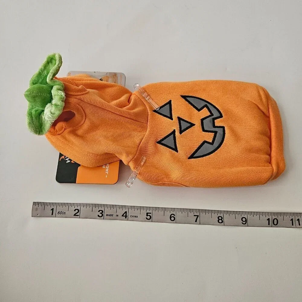 NEW Reflective Jack-O Lantern Cat Dog Pet Halloween Costume XS (Up to 10 lbs)